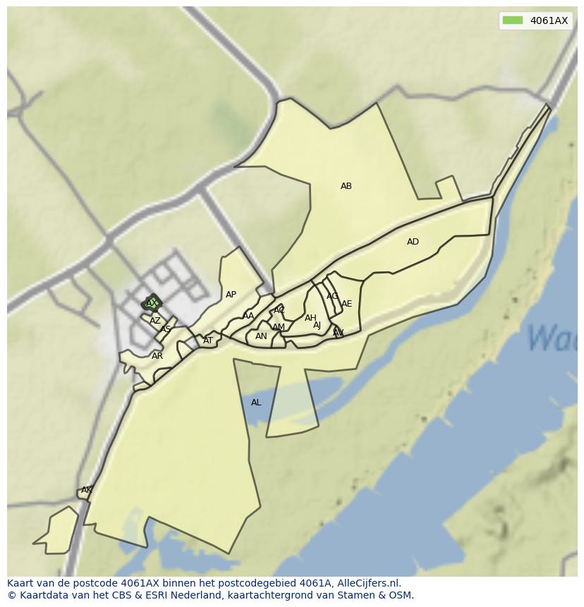 Afbeelding van het postcodegebied 4061 AX op de kaart.