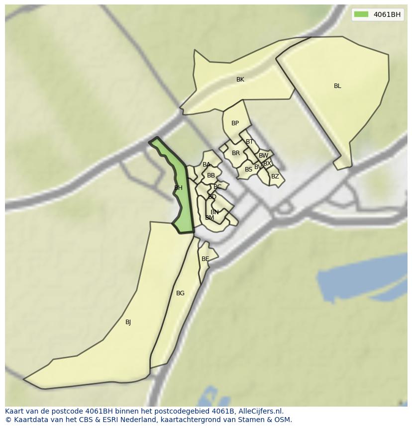 Afbeelding van het postcodegebied 4061 BH op de kaart.