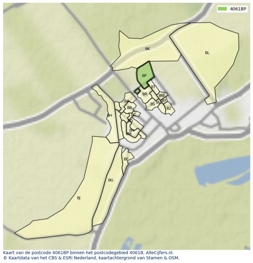 Afbeelding van het postcodegebied 4061 BP op de kaart.