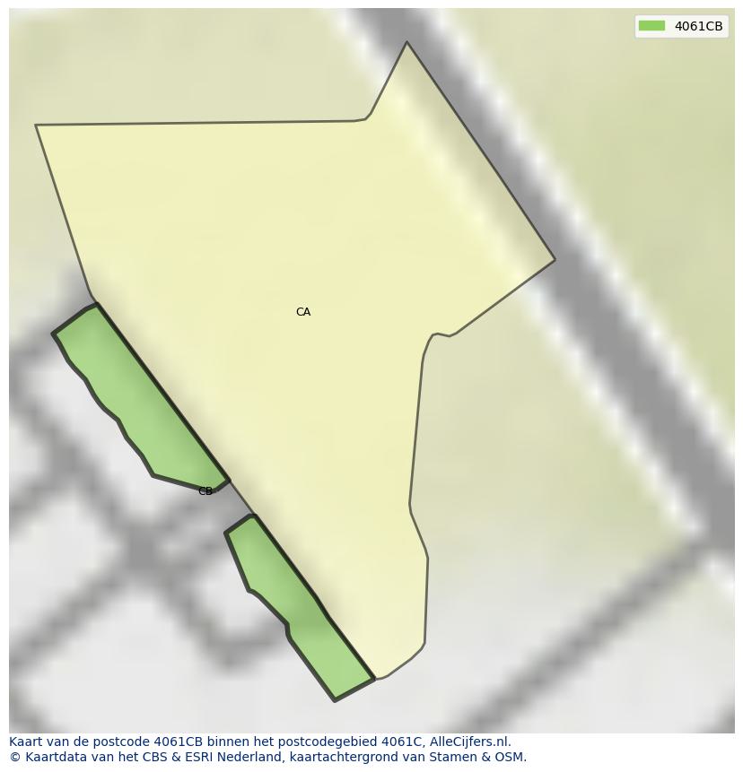 Afbeelding van het postcodegebied 4061 CB op de kaart.