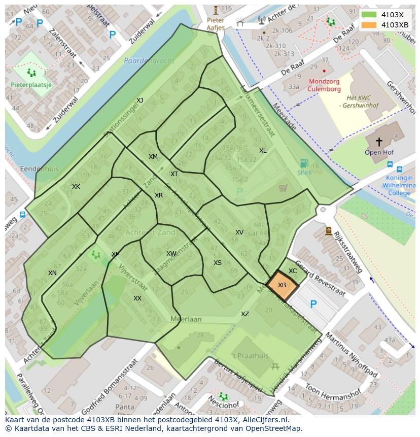 Afbeelding van het postcodegebied 4103 XB op de kaart.