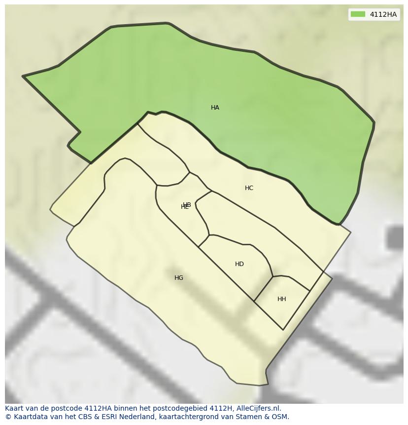 Afbeelding van het postcodegebied 4112 HA op de kaart.