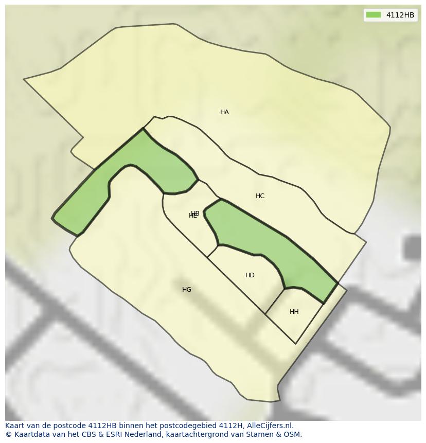 Afbeelding van het postcodegebied 4112 HB op de kaart.
