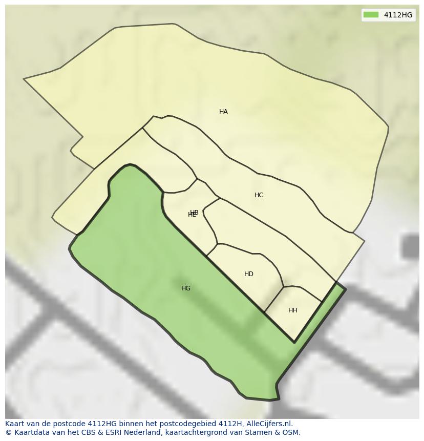 Afbeelding van het postcodegebied 4112 HG op de kaart.