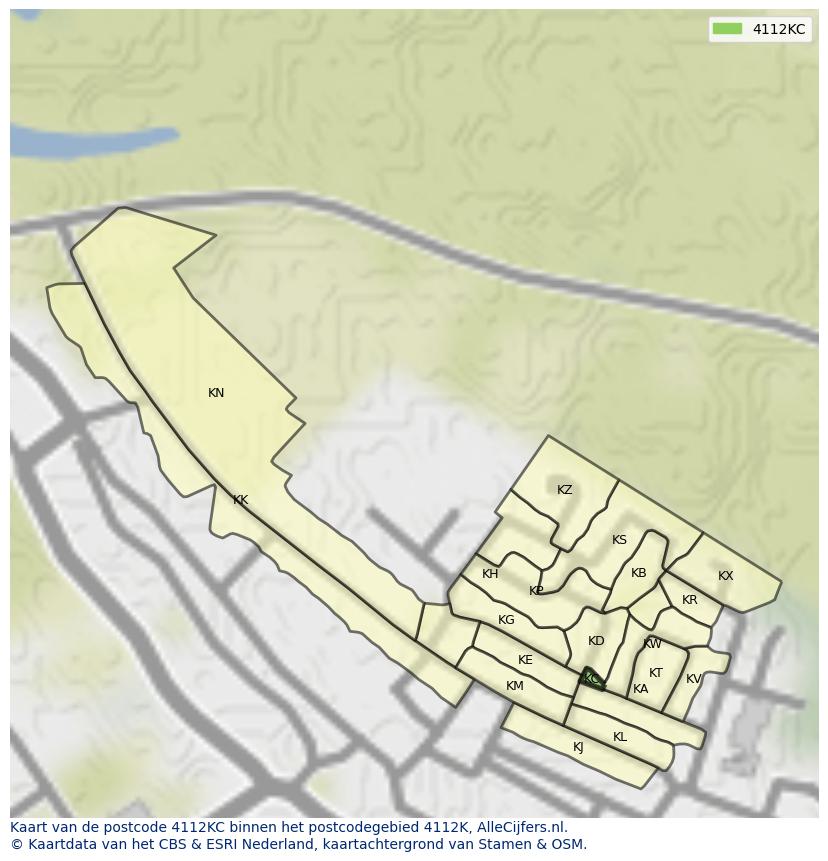 Afbeelding van het postcodegebied 4112 KC op de kaart.