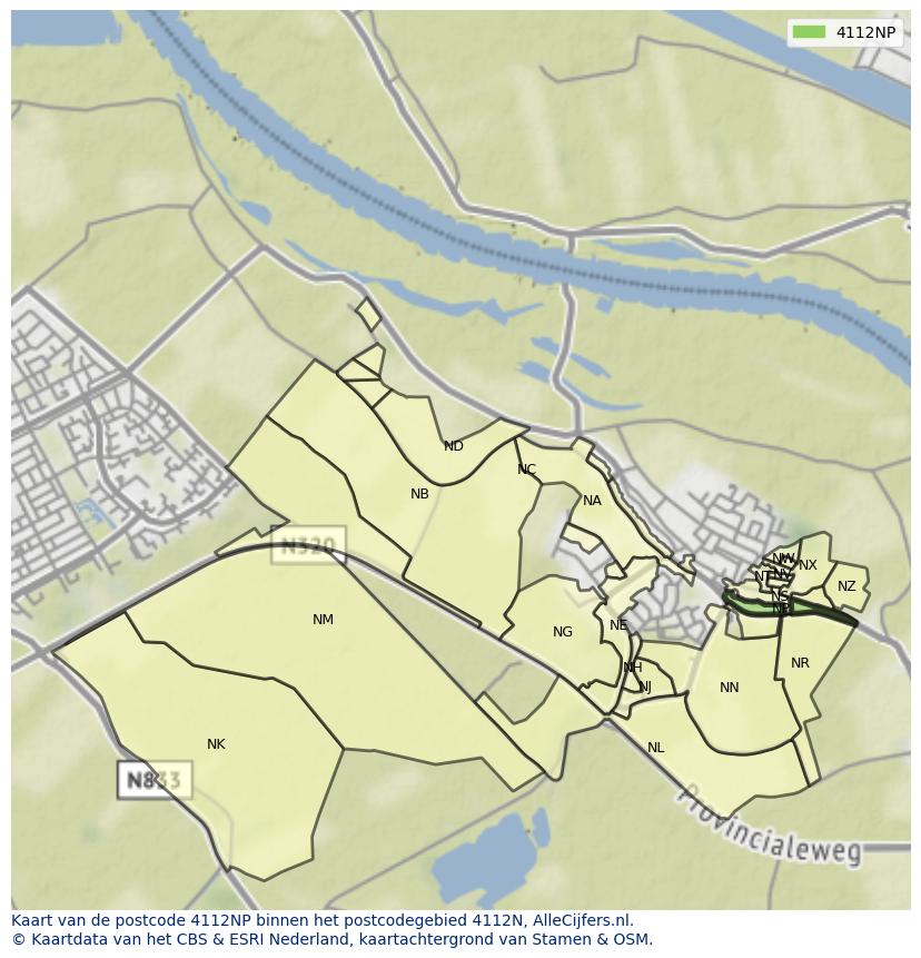 Afbeelding van het postcodegebied 4112 NP op de kaart.
