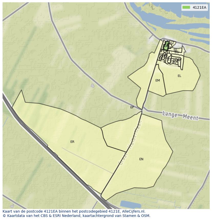 Afbeelding van het postcodegebied 4121 EA op de kaart.