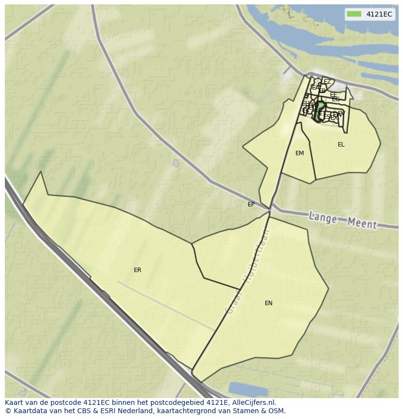 Afbeelding van het postcodegebied 4121 EC op de kaart.