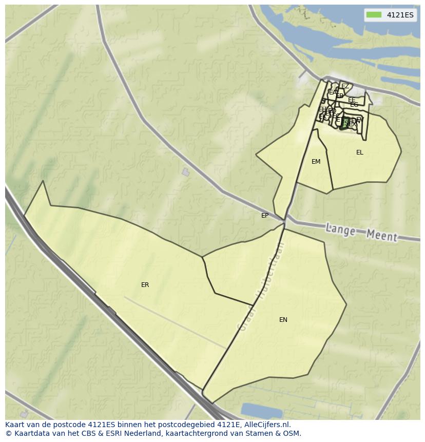 Afbeelding van het postcodegebied 4121 ES op de kaart.