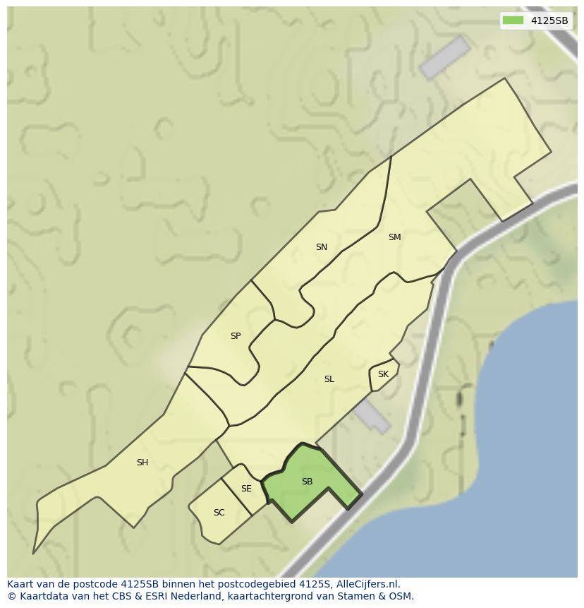 Afbeelding van het postcodegebied 4125 SB op de kaart.