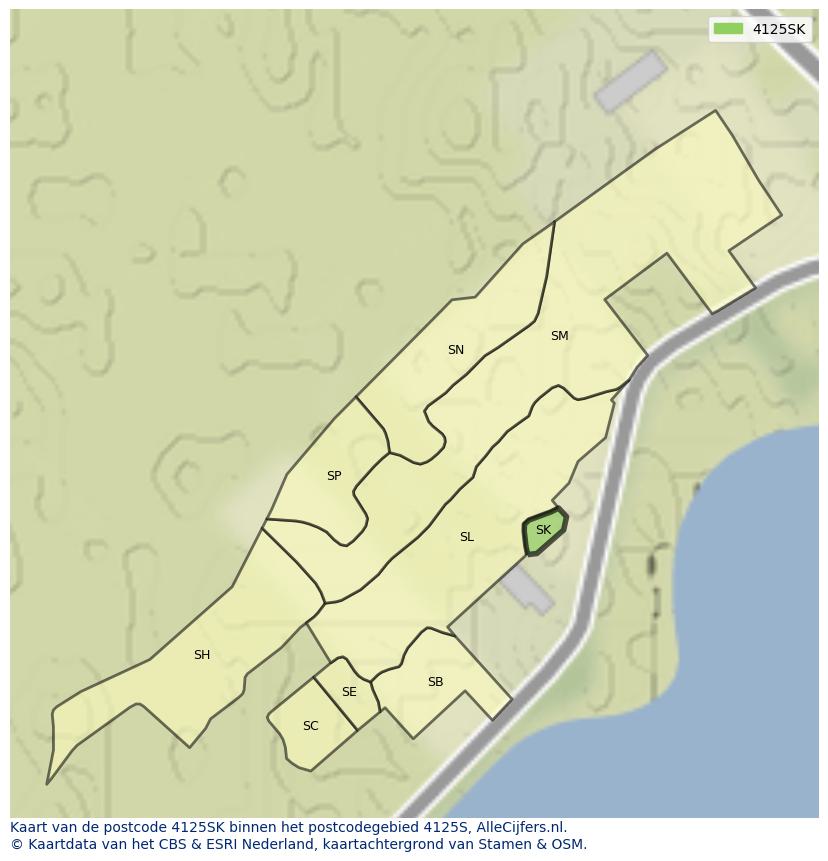 Afbeelding van het postcodegebied 4125 SK op de kaart.