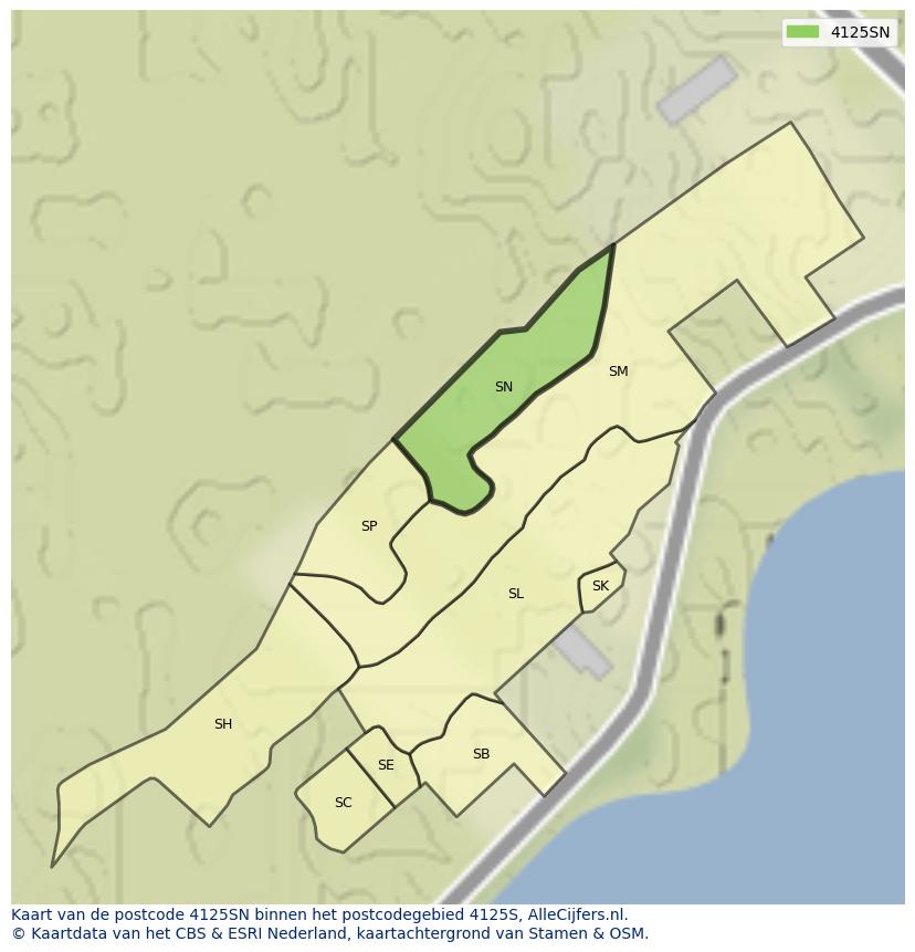 Afbeelding van het postcodegebied 4125 SN op de kaart.