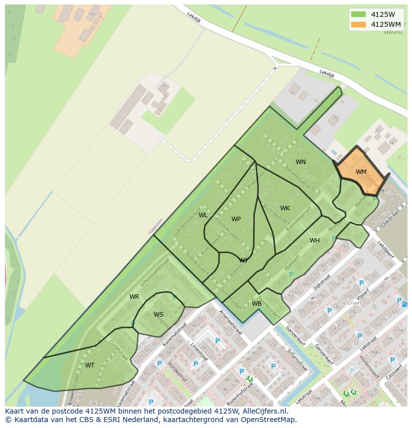 Afbeelding van het postcodegebied 4125 WM op de kaart.