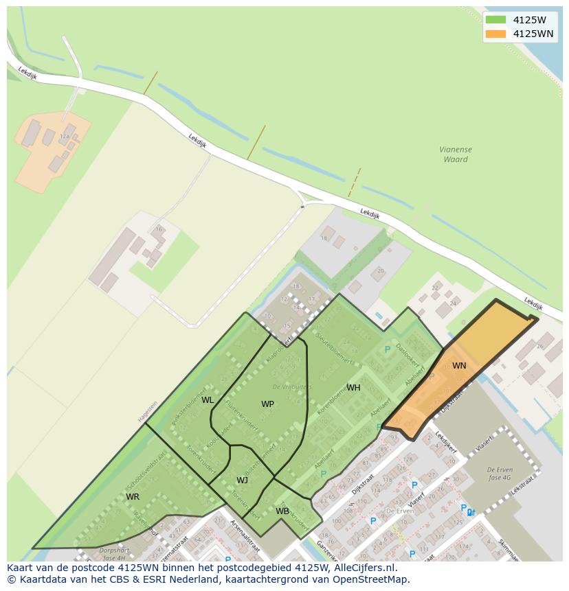 Afbeelding van het postcodegebied 4125 WN op de kaart.