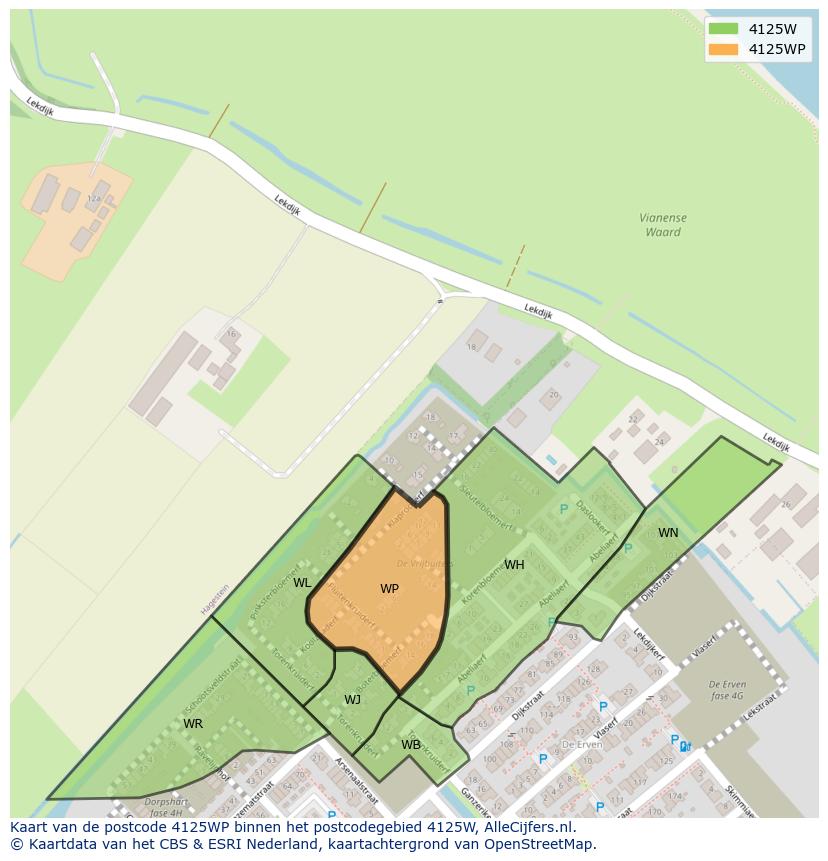 Afbeelding van het postcodegebied 4125 WP op de kaart.