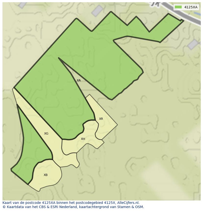 Afbeelding van het postcodegebied 4125 XA op de kaart.