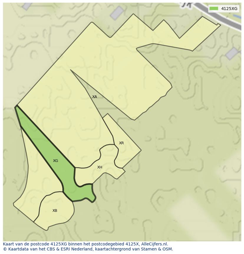 Afbeelding van het postcodegebied 4125 XG op de kaart.