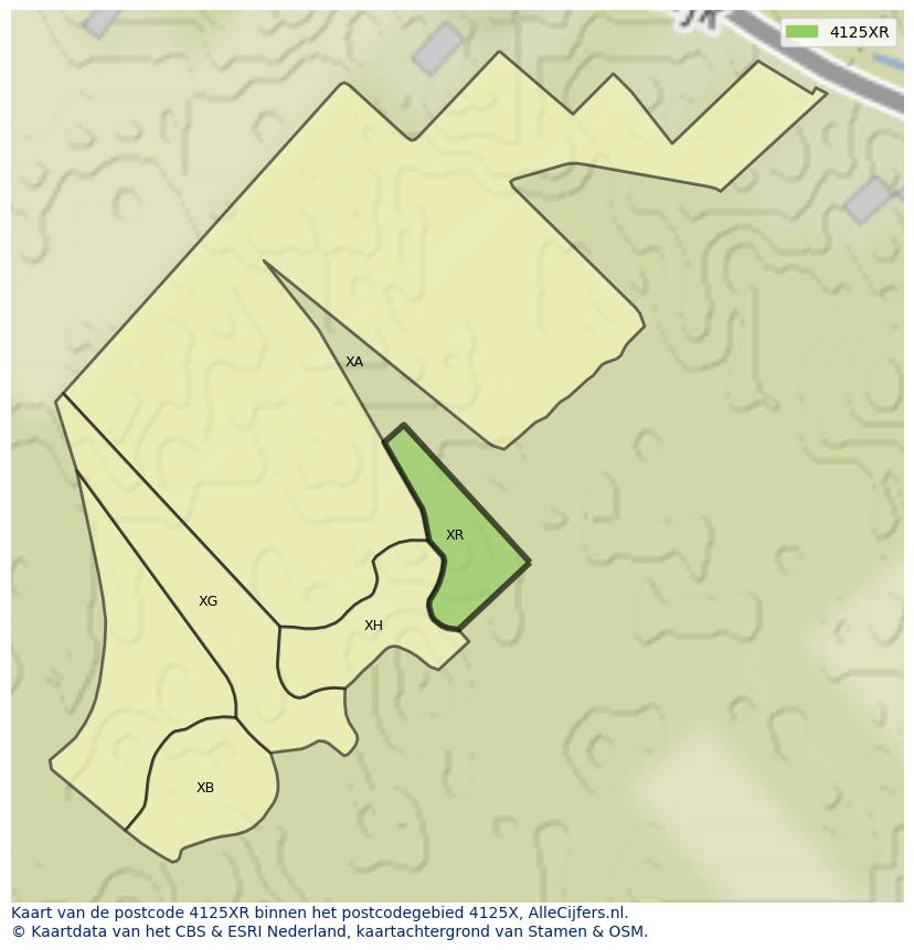 Afbeelding van het postcodegebied 4125 XR op de kaart.