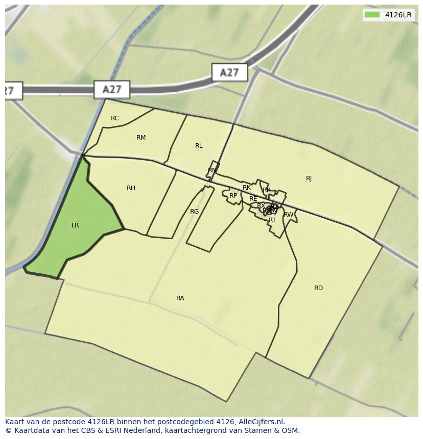 Afbeelding van het postcodegebied 4126 LR op de kaart.