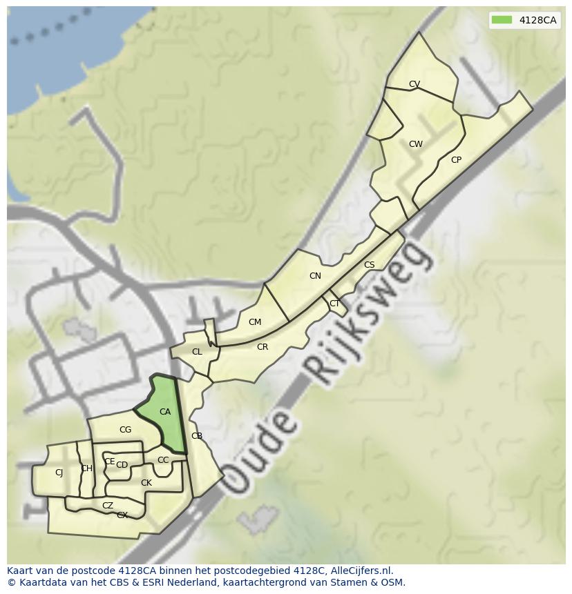 Afbeelding van het postcodegebied 4128 CA op de kaart.