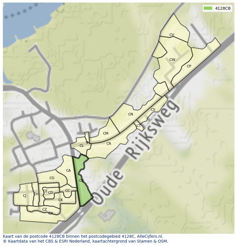 Afbeelding van het postcodegebied 4128 CB op de kaart.