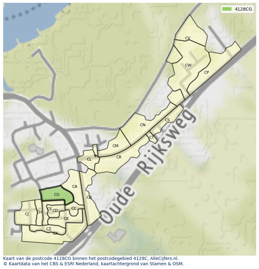 Afbeelding van het postcodegebied 4128 CG op de kaart.