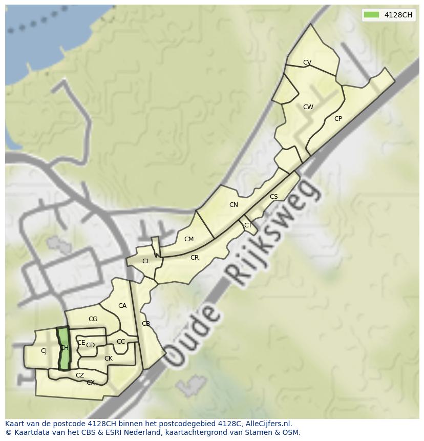 Afbeelding van het postcodegebied 4128 CH op de kaart.