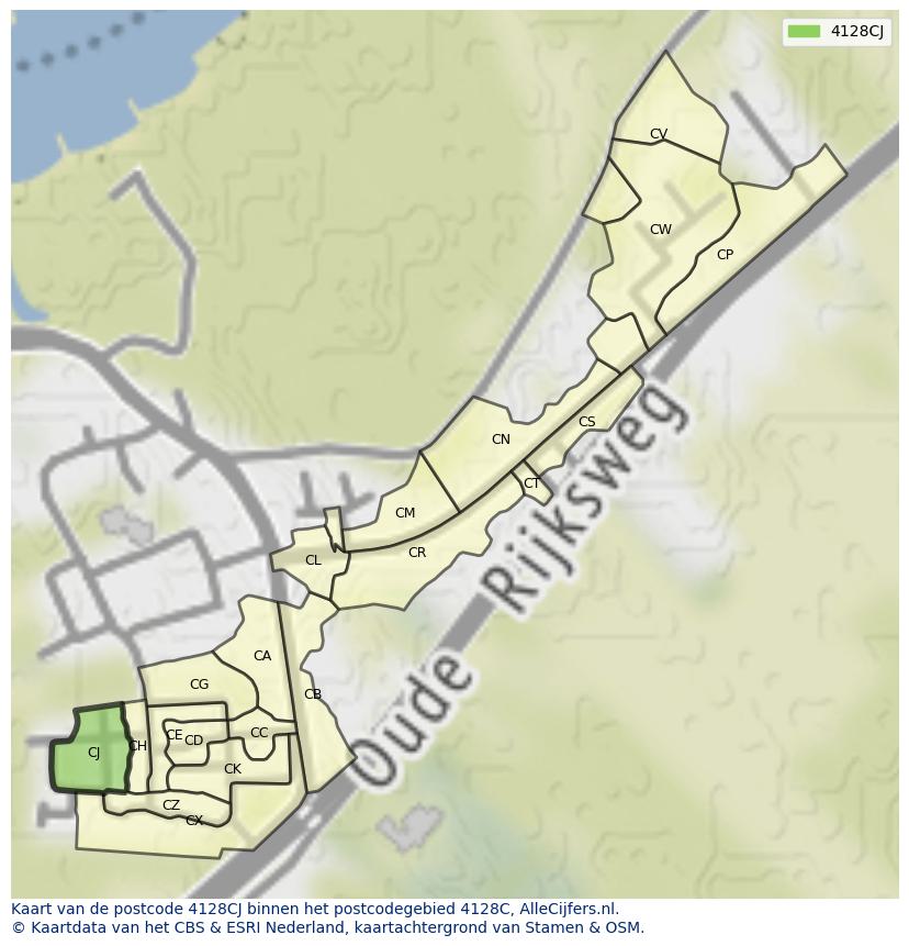 Afbeelding van het postcodegebied 4128 CJ op de kaart.