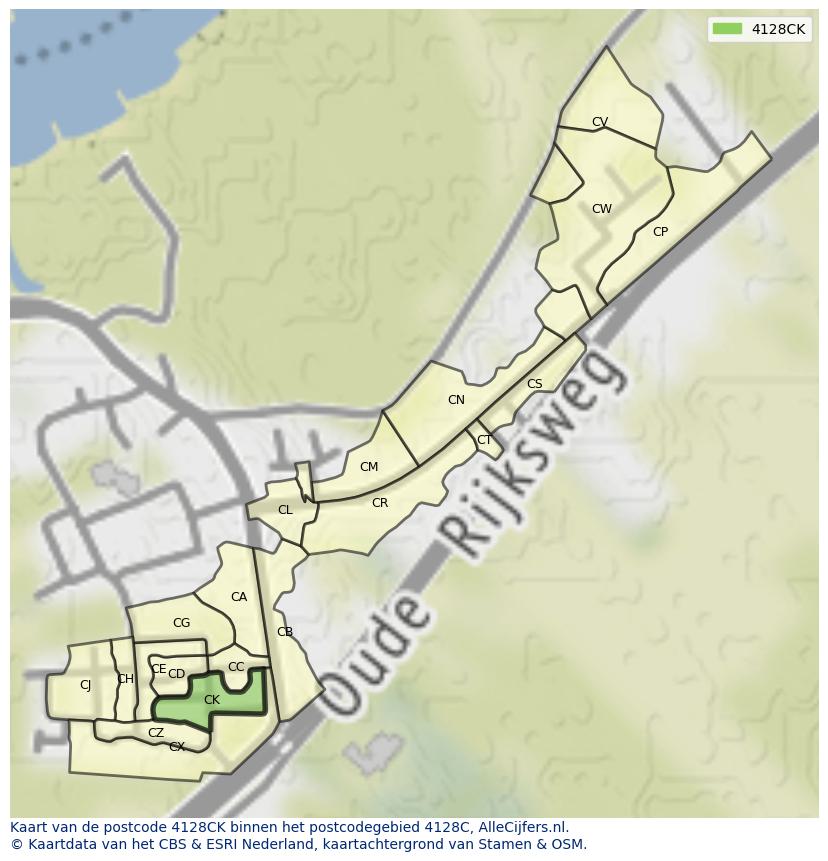 Afbeelding van het postcodegebied 4128 CK op de kaart.