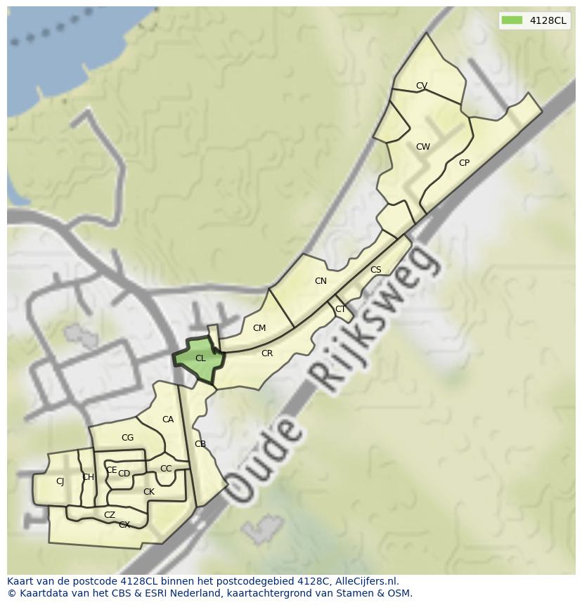 Afbeelding van het postcodegebied 4128 CL op de kaart.