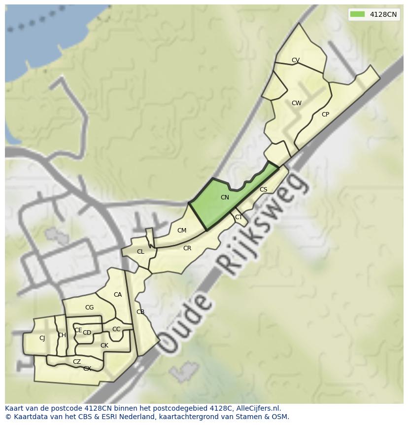 Afbeelding van het postcodegebied 4128 CN op de kaart.