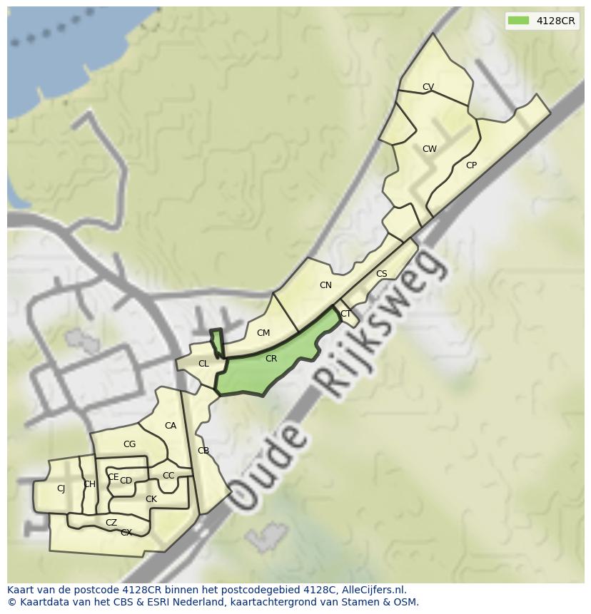 Afbeelding van het postcodegebied 4128 CR op de kaart.