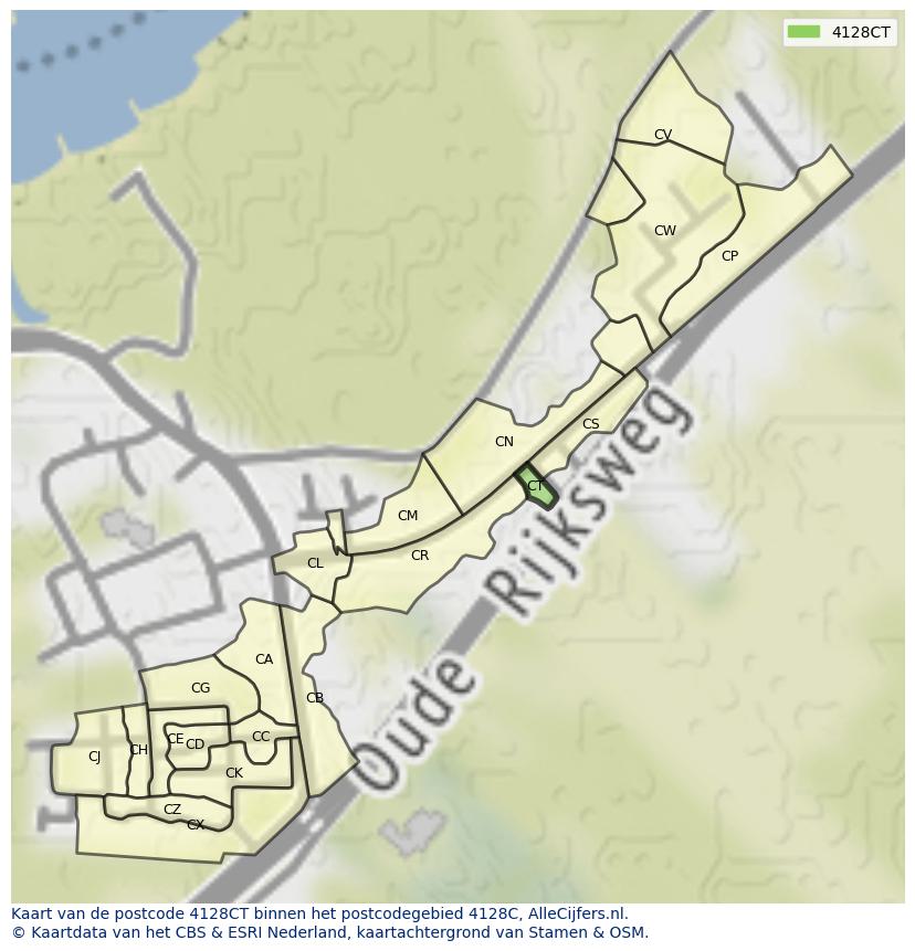 Afbeelding van het postcodegebied 4128 CT op de kaart.