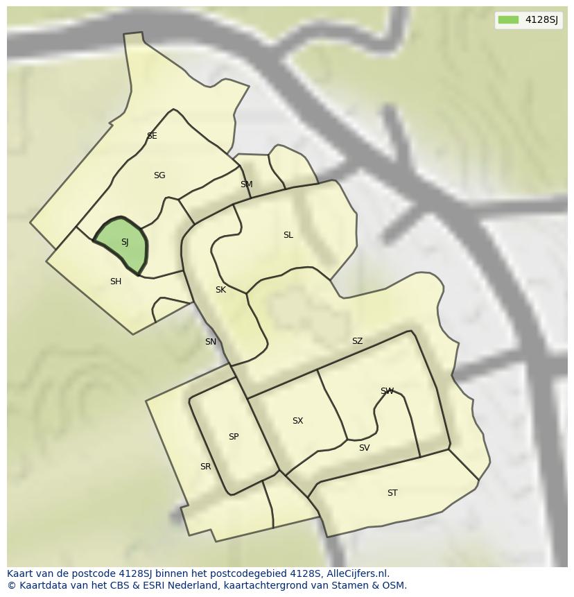 Afbeelding van het postcodegebied 4128 SJ op de kaart.