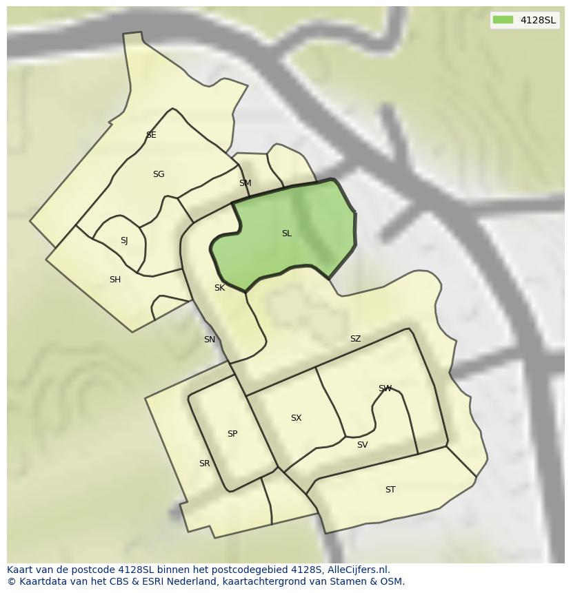 Afbeelding van het postcodegebied 4128 SL op de kaart.
