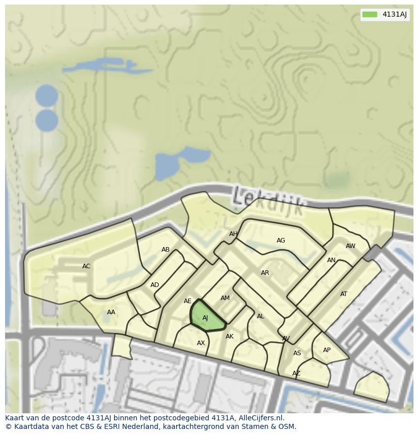 Afbeelding van het postcodegebied 4131 AJ op de kaart.