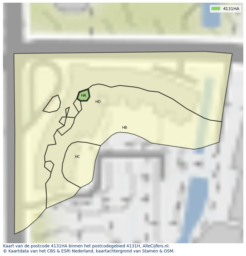 Afbeelding van het postcodegebied 4131 HA op de kaart.