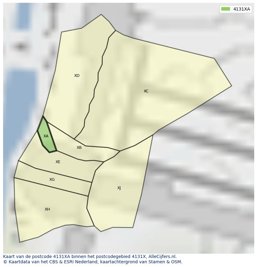 Afbeelding van het postcodegebied 4131 XA op de kaart.