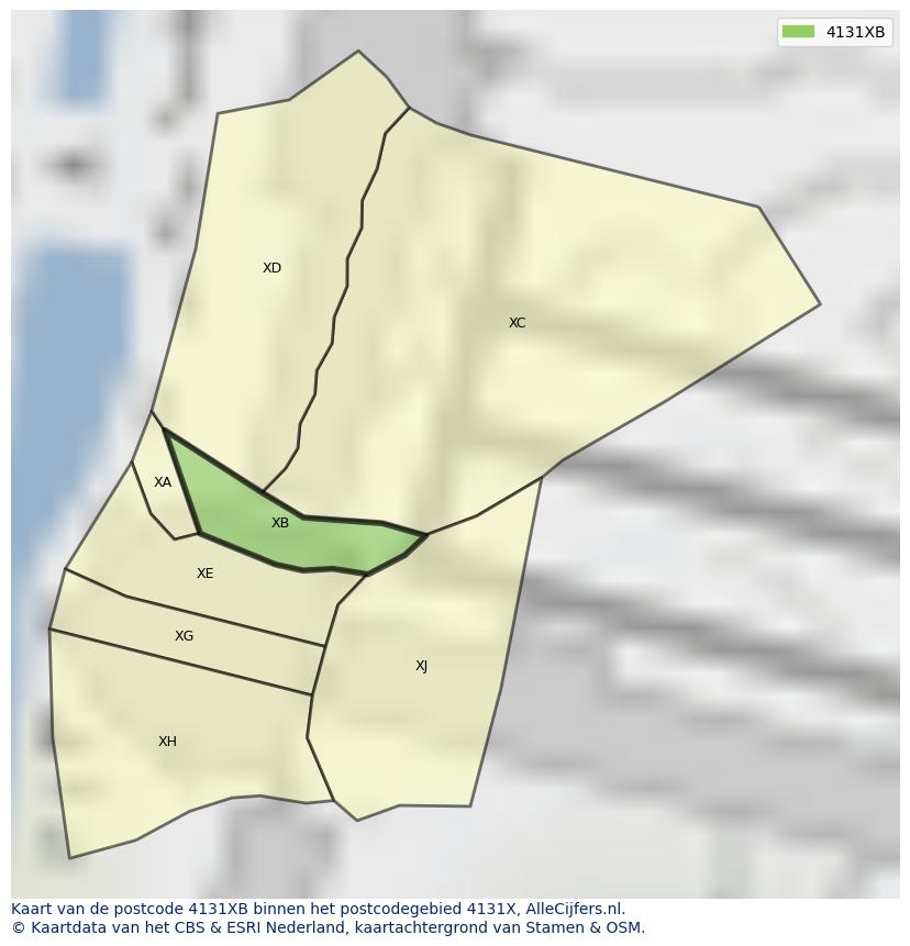 Afbeelding van het postcodegebied 4131 XB op de kaart.