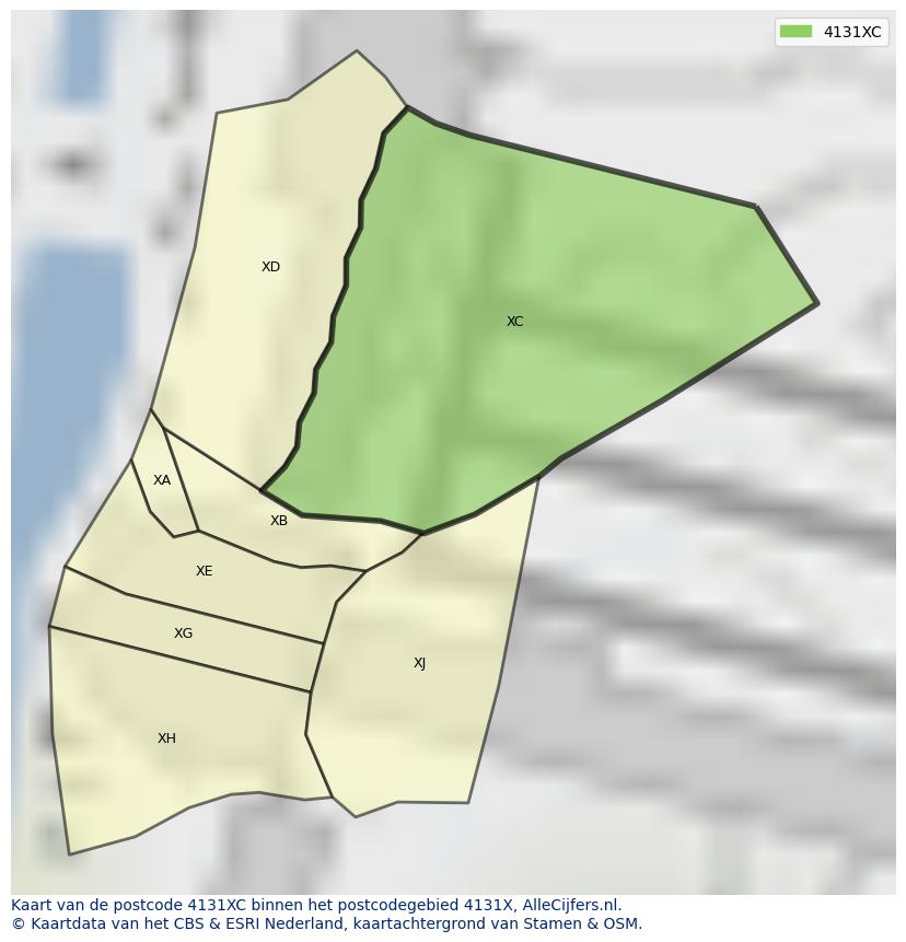 Afbeelding van het postcodegebied 4131 XC op de kaart.