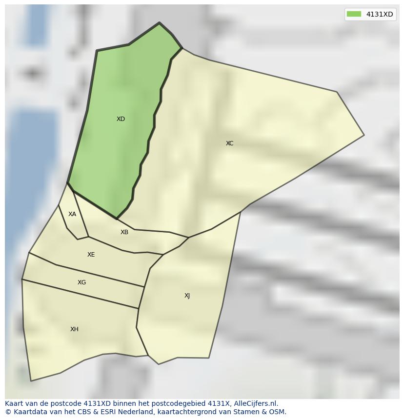 Afbeelding van het postcodegebied 4131 XD op de kaart.