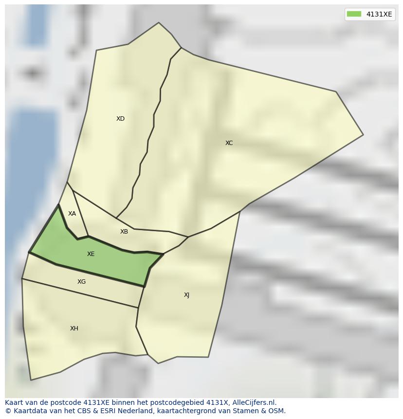 Afbeelding van het postcodegebied 4131 XE op de kaart.