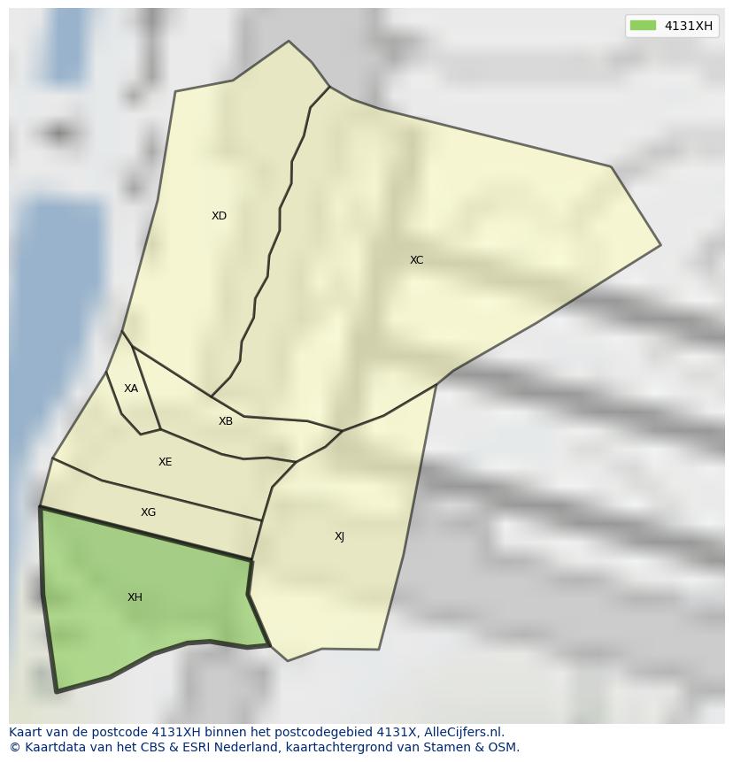 Afbeelding van het postcodegebied 4131 XH op de kaart.