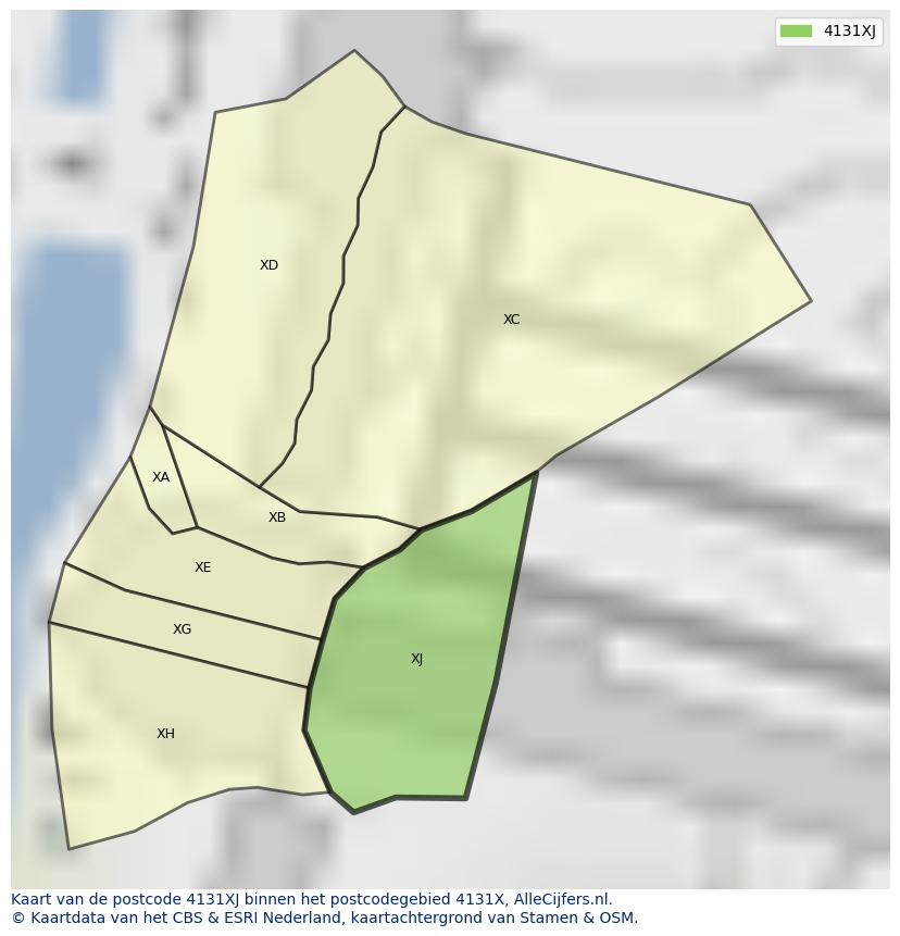 Afbeelding van het postcodegebied 4131 XJ op de kaart.