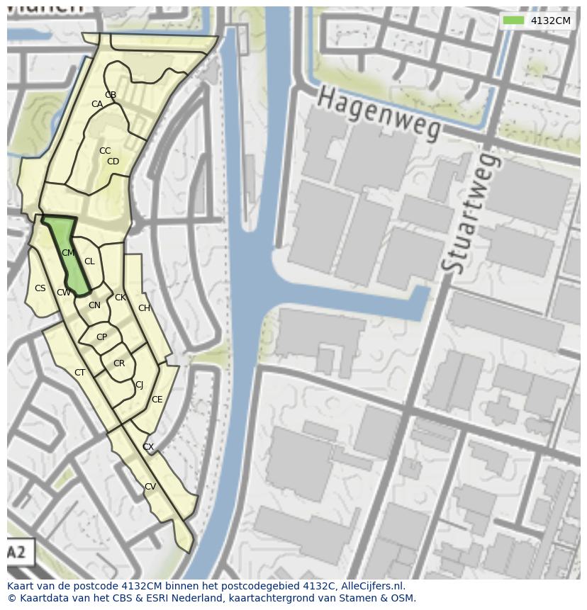 Afbeelding van het postcodegebied 4132 CM op de kaart.