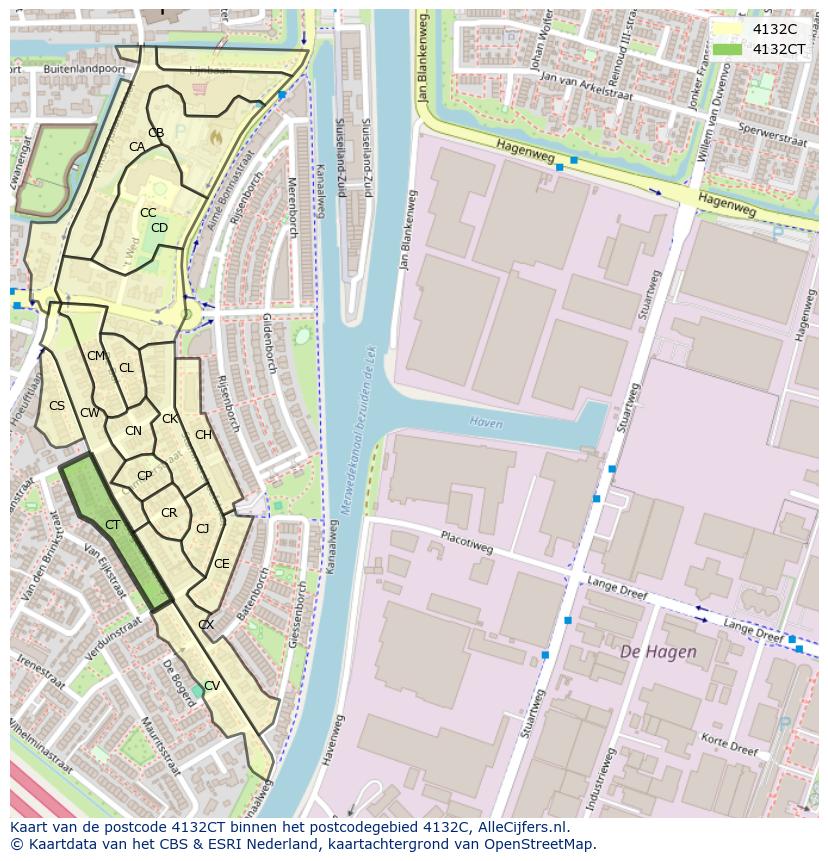 Afbeelding van het postcodegebied 4132 CT op de kaart.