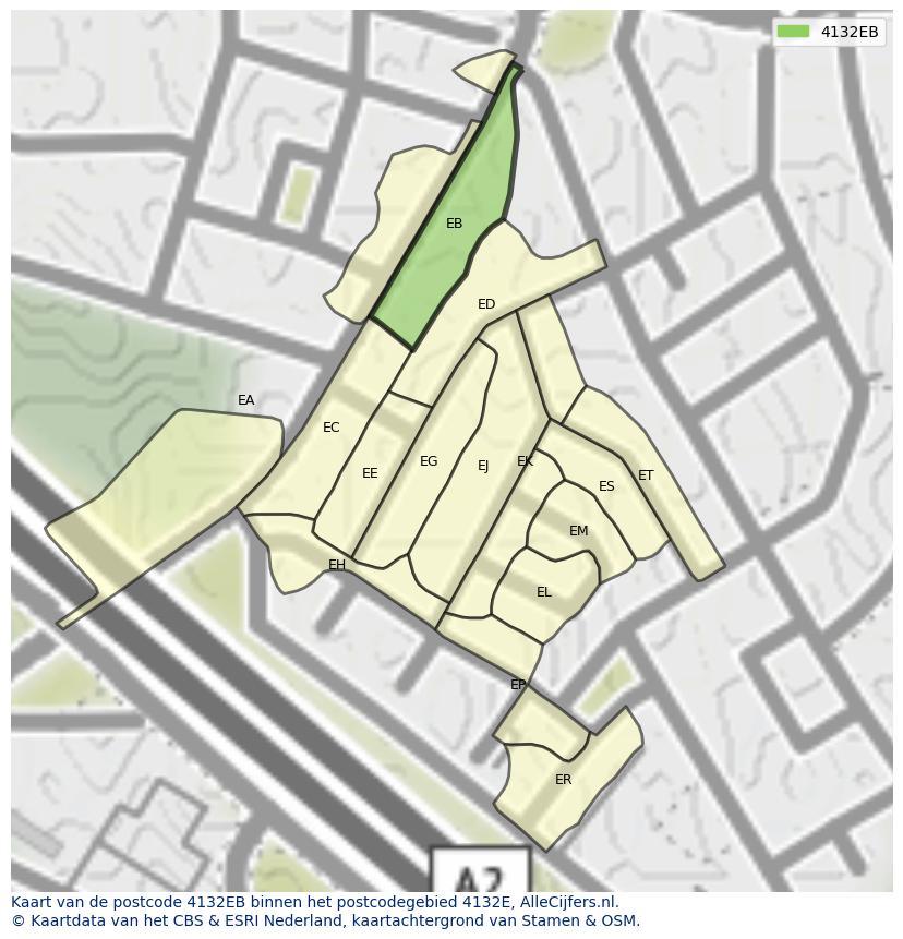 Afbeelding van het postcodegebied 4132 EB op de kaart.