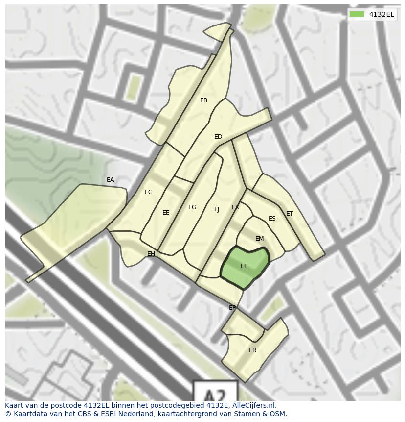 Afbeelding van het postcodegebied 4132 EL op de kaart.