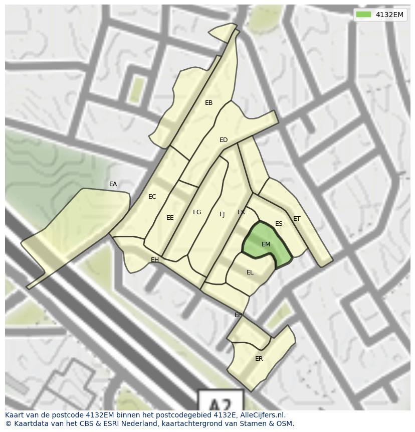 Afbeelding van het postcodegebied 4132 EM op de kaart.