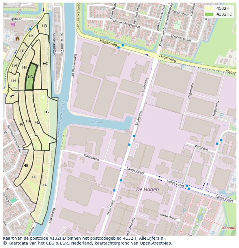 Afbeelding van het postcodegebied 4132 HD op de kaart.